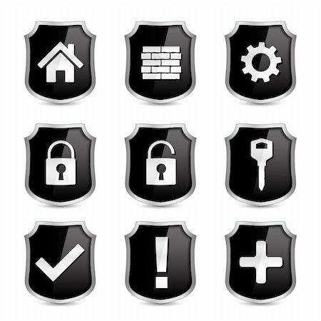 simsearch:400-04531638,k - Set of security icons, vector eps10 illustration Fotografie stock - Microstock e Abbonamento, Codice: 400-06483436