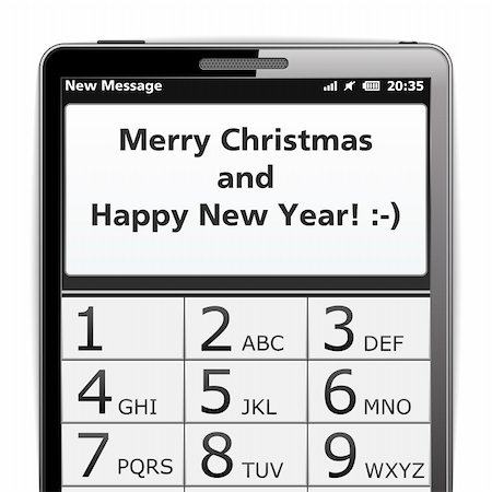 simsearch:400-04836744,k - Modern smart phone with Merry Christmas SMS on the screen, vector eps10 illustration Stock Photo - Budget Royalty-Free & Subscription, Code: 400-06483483