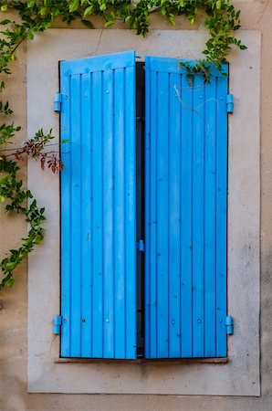 flowers greece - Blue closed window in the wall with green plants Stock Photo - Budget Royalty-Free & Subscription, Code: 400-06483813