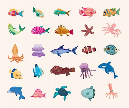 draw biology - cartoon fish icon Stock Photo - Budget Royalty-Free & Subscription, Code: 400-06514029