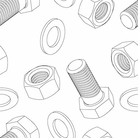 simsearch:700-02671349,k - Stainless steel bolt and nut seamless wallpaper, vector illustration Stock Photo - Budget Royalty-Free & Subscription, Code: 400-06514073