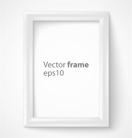 White rectangular 3d photo frame with shadow. Vector illustration Stock Photo - Budget Royalty-Free & Subscription, Code: 400-06514089