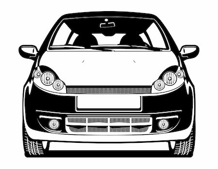 suricoma (artist) - black and white Vector  illustration of car. front view. Foto de stock - Super Valor sin royalties y Suscripción, Código: 400-06514195