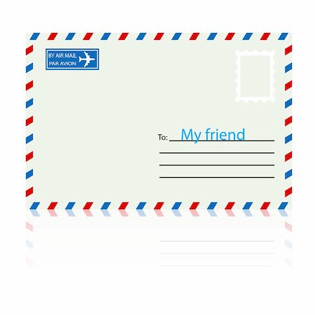 posted - White  envelope with stamp. Vector illustration. Photographie de stock - Aubaine LD & Abonnement, Code: 400-06514258