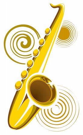 saxofón - Stylized saxophone with abstract shapes, vector illustration Foto de stock - Super Valor sin royalties y Suscripción, Código: 400-06514400