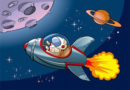 Cartoon spaceship  Spaceship with astronaut approaching a planet, vector illustration Stock Photo - Budget Royalty-Free & Subscription, Code: 400-06514403