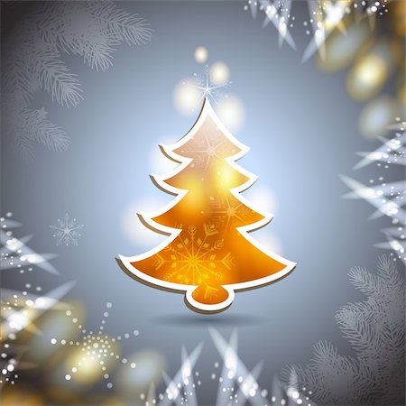 simsearch:400-06514635,k - Christmas card with pine tree over blue background Photographie de stock - Aubaine LD & Abonnement, Code: 400-06514654