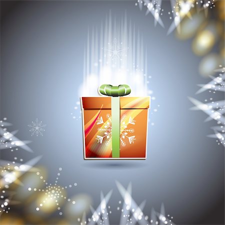 simsearch:400-06514635,k - Christmas card with gift box over blue background Photographie de stock - Aubaine LD & Abonnement, Code: 400-06514653