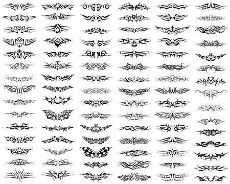 simsearch:400-07953241,k - Patterns of tribal tattoo set. Fully editable EPS 8 vector illustration. Foto de stock - Super Valor sin royalties y Suscripción, Código: 400-06514742