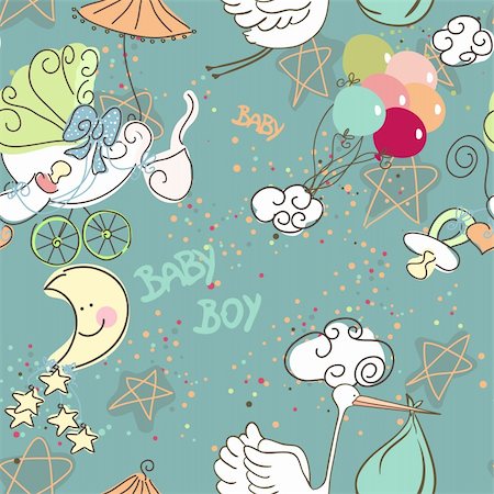 Seamless Baby Boy pattern with Blue background Stock Photo - Budget Royalty-Free & Subscription, Code: 400-06515214