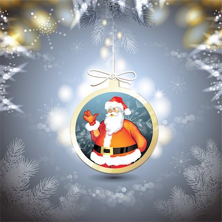 simsearch:400-06514635,k - Christmas with Santa in hanging ball shape Photographie de stock - Aubaine LD & Abonnement, Code: 400-06515252