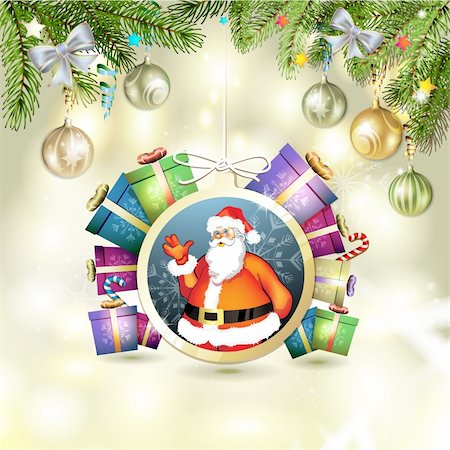 simsearch:400-06514635,k - Christmas with gifts and Santa Photographie de stock - Aubaine LD & Abonnement, Code: 400-06515269