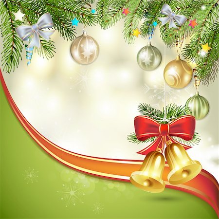 simsearch:400-06514635,k - Christmas bells with pine tree Photographie de stock - Aubaine LD & Abonnement, Code: 400-06515275