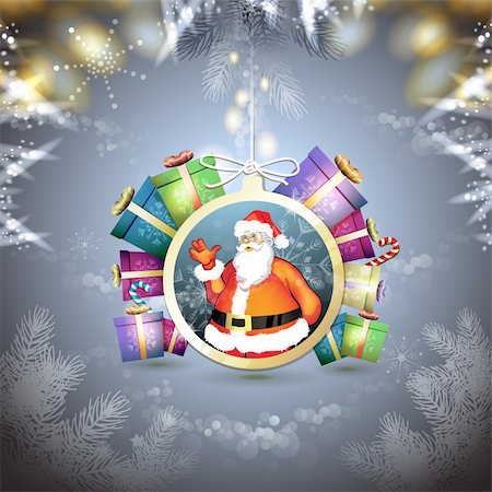 simsearch:400-06514635,k - Christmas with Santa in hanging ball shape Photographie de stock - Aubaine LD & Abonnement, Code: 400-06515270