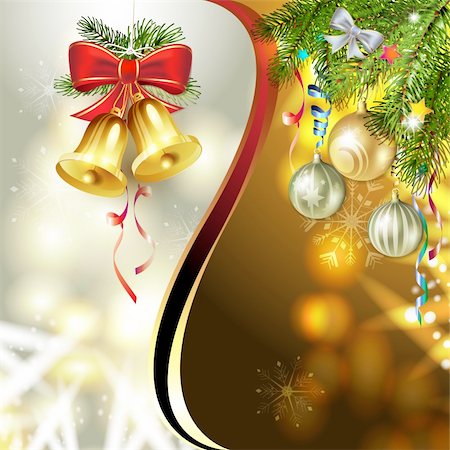 simsearch:400-06514635,k - Christmas bells with pine tree Photographie de stock - Aubaine LD & Abonnement, Code: 400-06515293