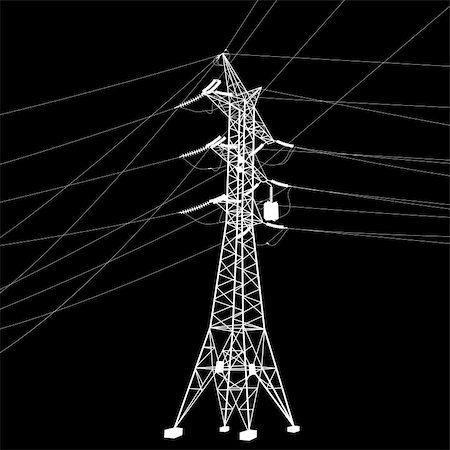 simsearch:400-06741736,k - Silhouette of high voltage power lines. Vector  illustration. Stock Photo - Budget Royalty-Free & Subscription, Code: 400-06515354