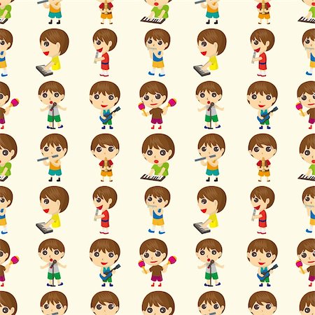 seamless people play music pattern,cartoon vector illustration Stock Photo - Budget Royalty-Free & Subscription, Code: 400-06515367