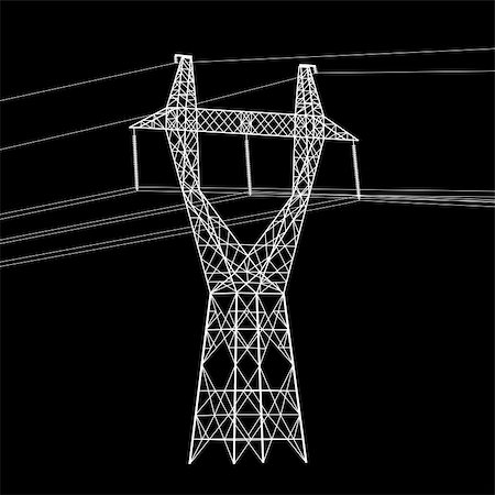 simsearch:400-06741736,k - Silhouette of high voltage power lines. Vector  illustration. Stock Photo - Budget Royalty-Free & Subscription, Code: 400-06515368
