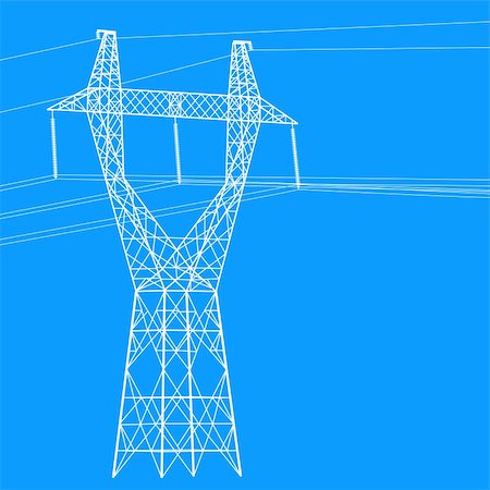 simsearch:400-06741736,k - Silhouette of high voltage power lines. Vector  illustration. Stock Photo - Budget Royalty-Free & Subscription, Code: 400-06515396