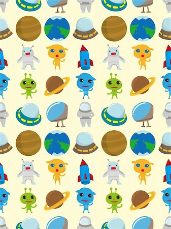 seamless space pattern,cartoon vector illustration Stock Photo - Budget Royalty-Free & Subscription, Code: 400-06515412