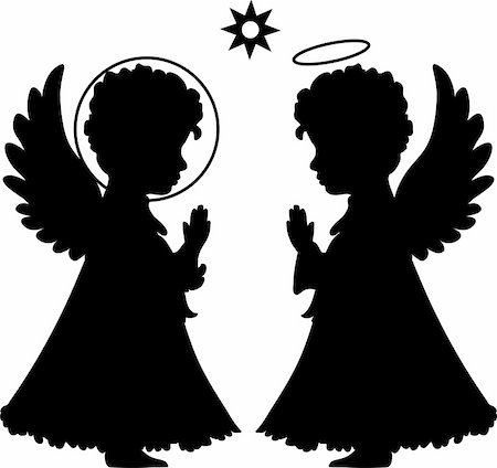 Cute angels silhouettes set catholic, orthodox set with star Stock Photo - Budget Royalty-Free & Subscription, Code: 400-06515528