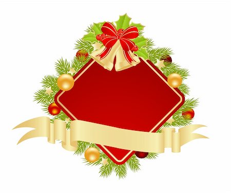 simsearch:400-07061808,k - Template Christmas card with christmas decorations. Vector illustration. Photographie de stock - Aubaine LD & Abonnement, Code: 400-06515865