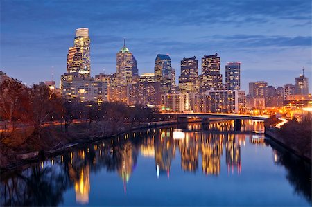 philadelphia at night time - Image of the Philadelphia skyline at twilight blue hour. Stock Photo - Budget Royalty-Free & Subscription, Code: 400-06515930