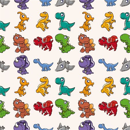 dinosaur cartoon background - seamless Dinosaurs pattern,cartoon vector illustration Stock Photo - Budget Royalty-Free & Subscription, Code: 400-06516441