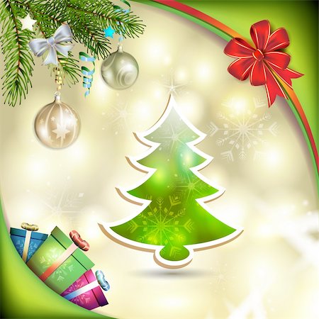 simsearch:400-06514635,k - Christmas balls and pine tree Photographie de stock - Aubaine LD & Abonnement, Code: 400-06517498