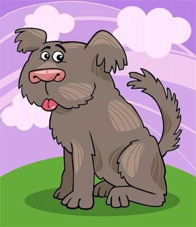 simsearch:400-06356130,k - Cartoon Illustration of Funny Shaggy Sheepdog or Bobtail Dog against Sky with Clouds Stockbilder - Microstock & Abonnement, Bildnummer: 400-06517617