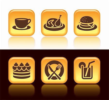 simsearch:400-06171664,k - Collection of colorful food icons over white and black background Foto de stock - Super Valor sin royalties y Suscripción, Código: 400-06517737