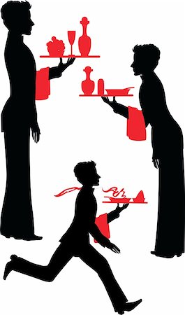 simsearch:400-08259053,k - Silhouette Waiter with the tray vector illustration Stock Photo - Budget Royalty-Free & Subscription, Code: 400-06518310