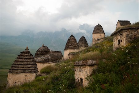 simsearch:400-06518902,k - Old cemetery in mountains in Dargavs, North Ossetia Stock Photo - Budget Royalty-Free & Subscription, Code: 400-06518901