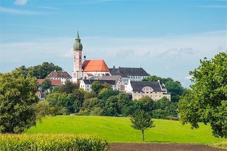 Monastery Andechs in Bavaria on a sunny day with blue sky Stock Photo - Budget Royalty-Free & Subscription, Code: 400-06518931