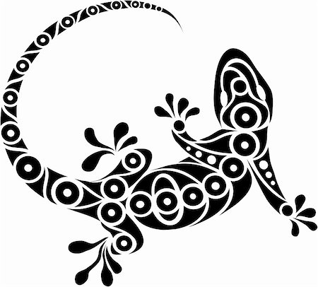 salamandra - llustration of a tribal gecko design Fotografie stock - Microstock e Abbonamento, Codice: 400-06519086