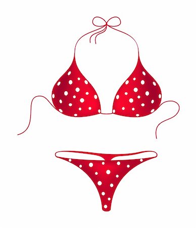 simsearch:400-07625279,k - Red bikini suit with white dots on a white background Stock Photo - Budget Royalty-Free & Subscription, Code: 400-06519097