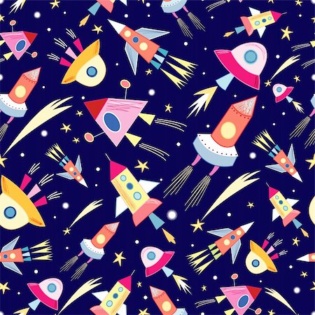 simsearch:400-06524884,k - Seamless bright cheerful pattern of different aircraft on a blue background with stars Foto de stock - Super Valor sin royalties y Suscripción, Código: 400-06519310