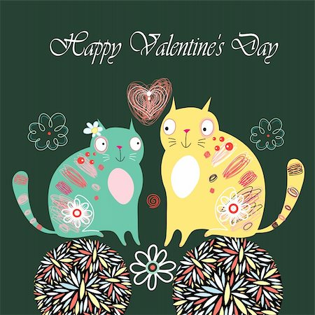 simsearch:400-06694586,k - bright fun loving cats on a dark floral background Foto de stock - Super Valor sin royalties y Suscripción, Código: 400-06519311