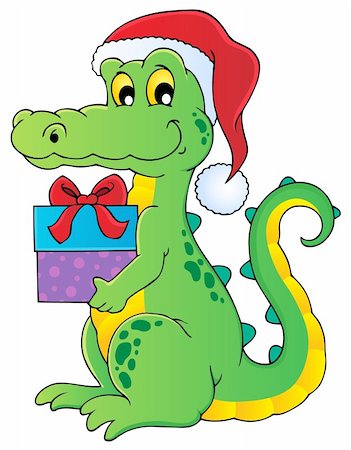 Christmas crocodile theme image 1 - vector illustration. Stock Photo - Budget Royalty-Free & Subscription, Code: 400-06519463