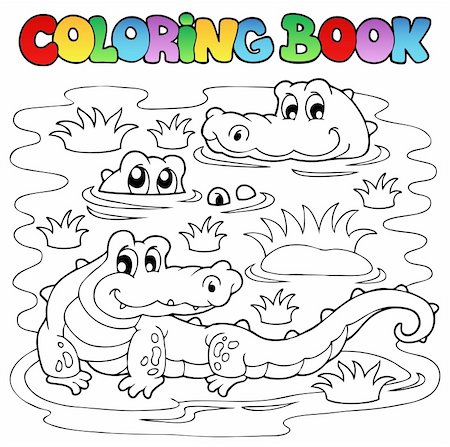 Coloring book crocodile image 1 - vector illustration. Photographie de stock - Aubaine LD & Abonnement, Code: 400-06519476