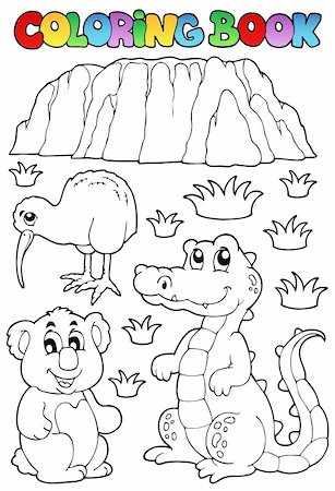 Coloring book Australian fauna 3 - vector illustration. Photographie de stock - Aubaine LD & Abonnement, Code: 400-06519470