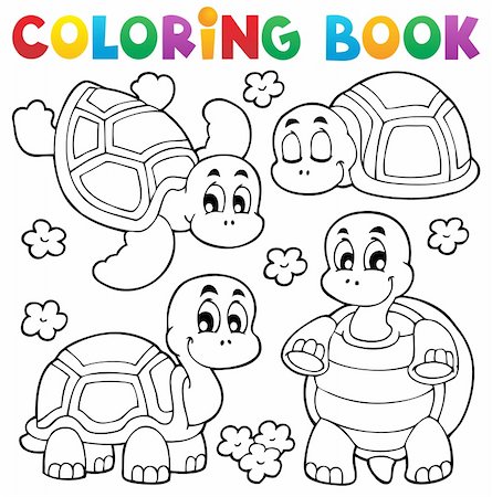 simsearch:400-06749067,k - Coloring book turtle theme 1 - vector illustration. Photographie de stock - Aubaine LD & Abonnement, Code: 400-06519484