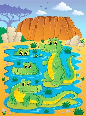 Image with crocodile theme 4 - vector illustration. Photographie de stock - Aubaine LD & Abonnement, Code: 400-06519494