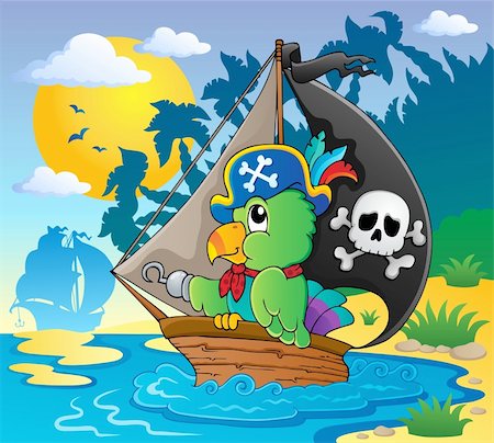 sandy hook - Image with pirate parrot theme 2 - vector illustration. Stock Photo - Budget Royalty-Free & Subscription, Code: 400-06519498