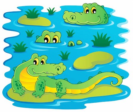 Image with crocodile theme 1 - vector illustration. Photographie de stock - Aubaine LD & Abonnement, Code: 400-06519491