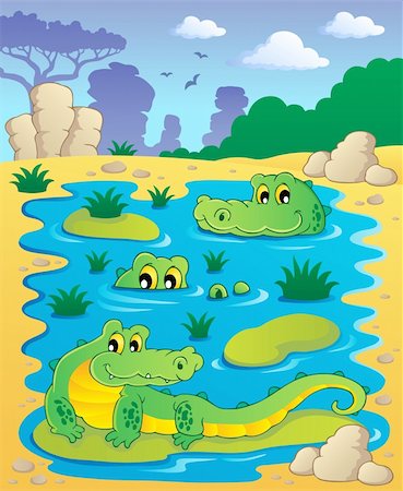 Image with crocodile theme 2 - vector illustration. Photographie de stock - Aubaine LD & Abonnement, Code: 400-06519492