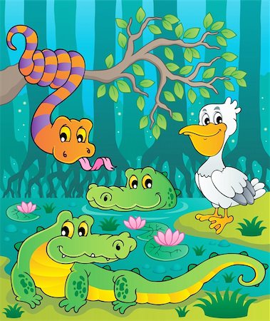 Swamp theme image 1 - vector illustration. Photographie de stock - Aubaine LD & Abonnement, Code: 400-06519500