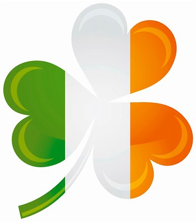 simsearch:400-08502521,k - Ireland Flag with Shamrock Silhouette Isolated on White Background Illustration Foto de stock - Super Valor sin royalties y Suscripción, Código: 400-06519687