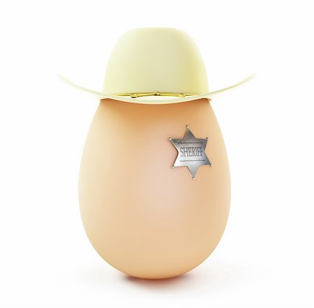 egg sheriff hat  on a white background Photographie de stock - Aubaine LD & Abonnement, Code: 400-06519836