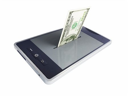 electronic banking tablet - phone dollar on a white background Stock Photo - Budget Royalty-Free & Subscription, Code: 400-06519930
